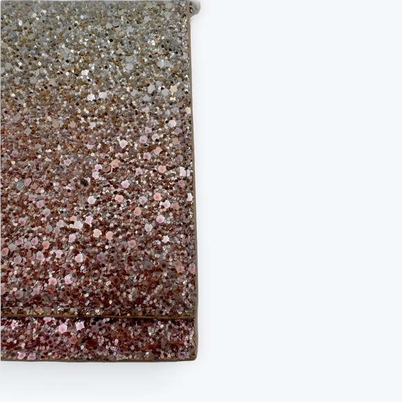 Jimmy Choo Ombré Pink Flamingo Platinum Lizzie Mini Glitter Clutch Shoulder Bag - Picture 8 of 14